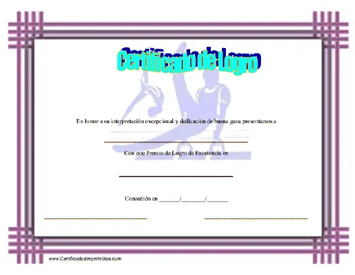 Certificado de Logro en Gimnasia certificate