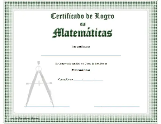 Certificado de Logro en Matemáticas certificate