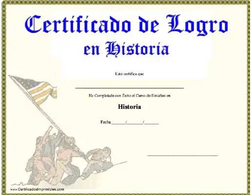 Certificado de Logro en Historia certificate