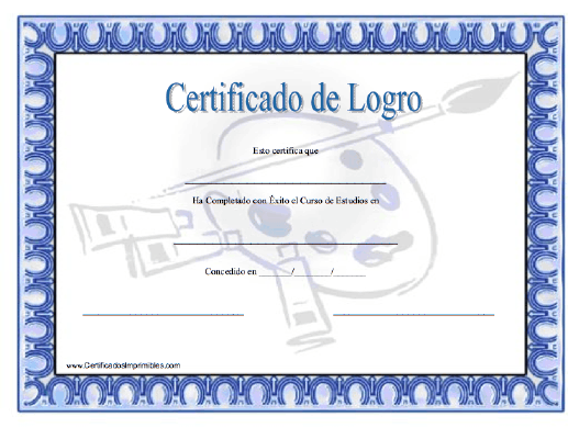 Certificado de Logro Estudios en Estudio de Arte certificate