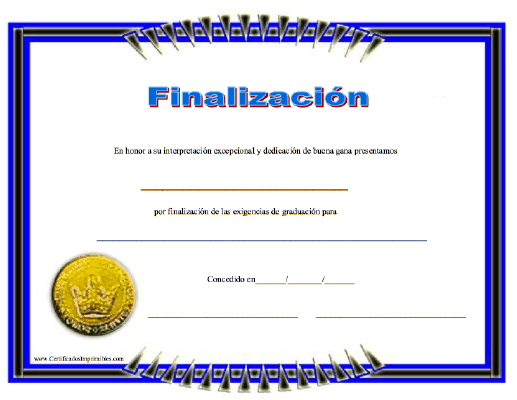 Finalizacíon certificate