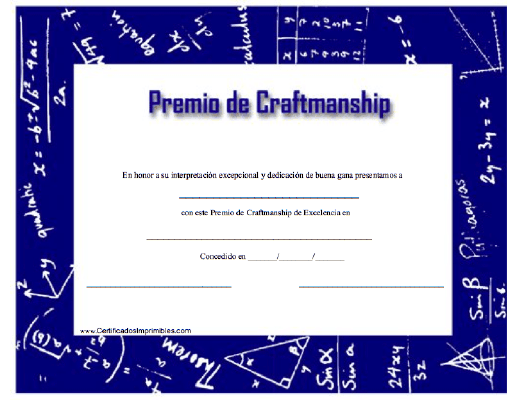 Premio de Craftmanship certificate