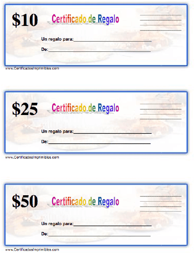 Certificado de Regalo certificate