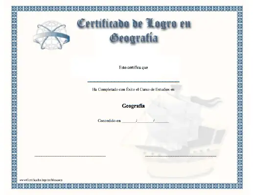 Certificado de Logro en Geografía certificate