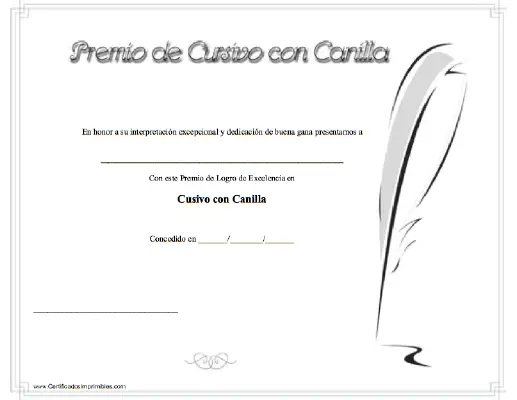 Premio de Cursivo con Canilla certificate