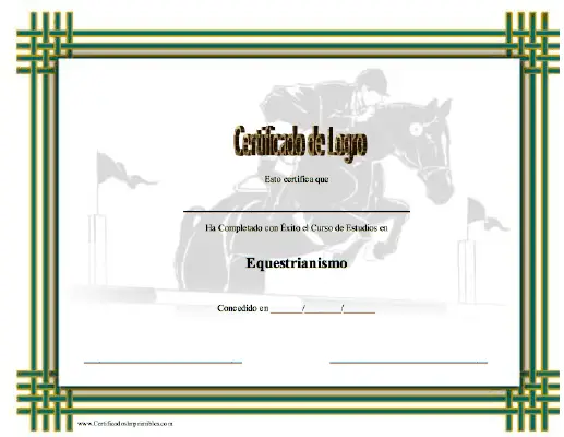 Certificado de Logro en Estudios de Caballero certificate