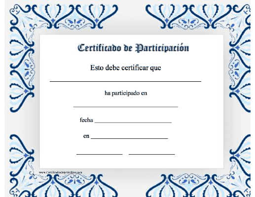 Certificado de Participación certificate