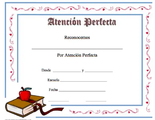 Atención Perfecta certificate