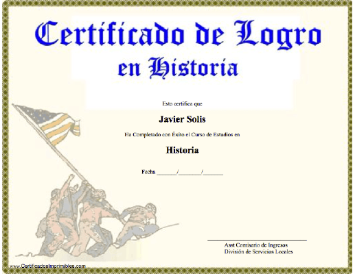 Certificado de Logro en Historia certificate