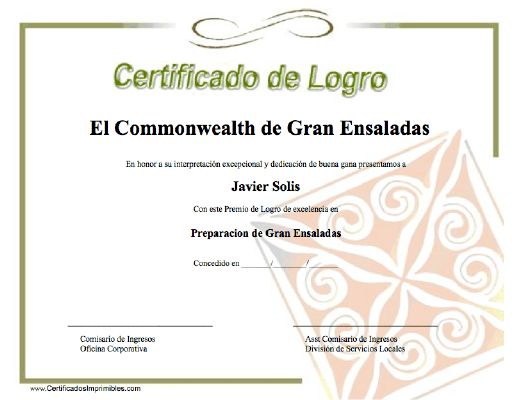Certificado de Logro certificate