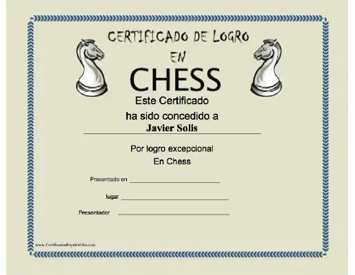 Certificado de Logro en Chess certificate
