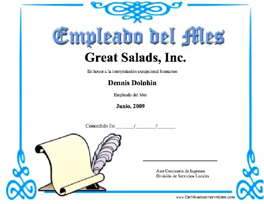 Empleado del Mes certificate