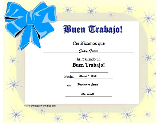 Buen Trabajo certificate