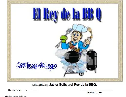 El Rey de la BBQ certificate