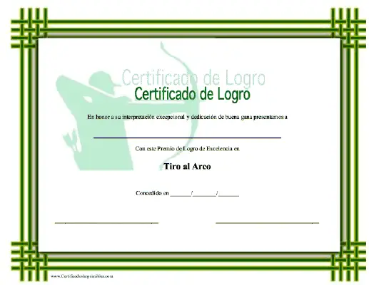 Certificado de Logro en Tiro al Arco certificate