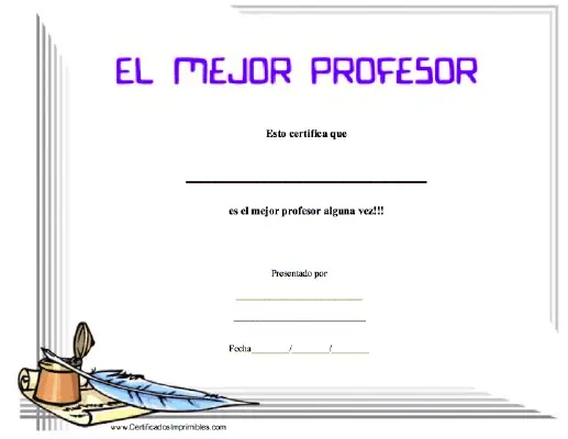 El mejor Profesor certificate