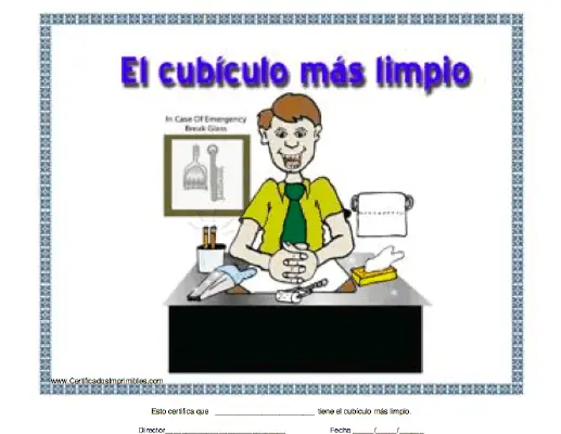 El cubículo más limpio certificate