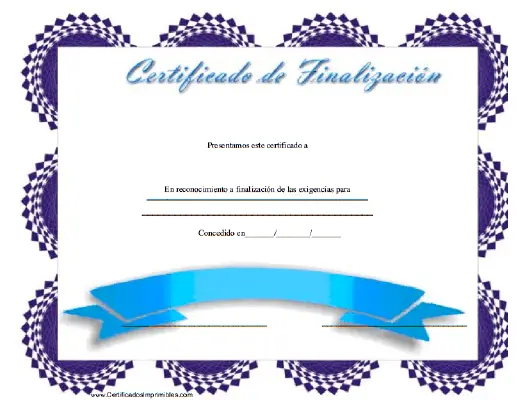 Certificado de Finalizacíon certificate