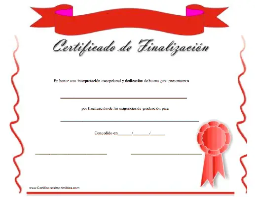 Certificado de Finalizacíon certificate