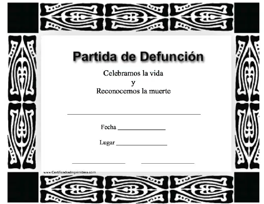 Partida de Defunción certificate