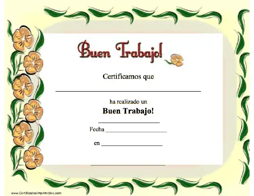 Buen Trabajo certificate