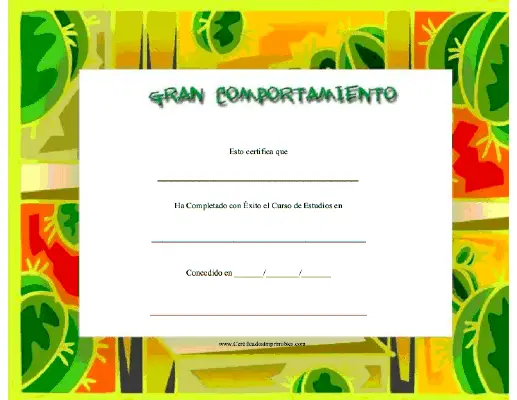 Gran Comportamiento certificate