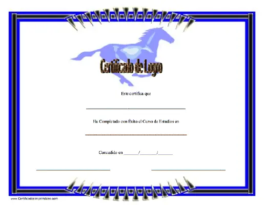 Certificado de Logro en Estudios de Caballero certificate