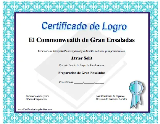 Certificado de Logro certificate