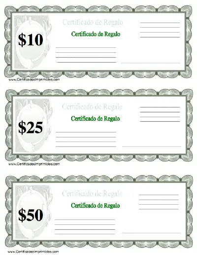 Certificado de Regalo certificate