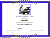 Certificado de Logro en Mantenimiento del Automóvil